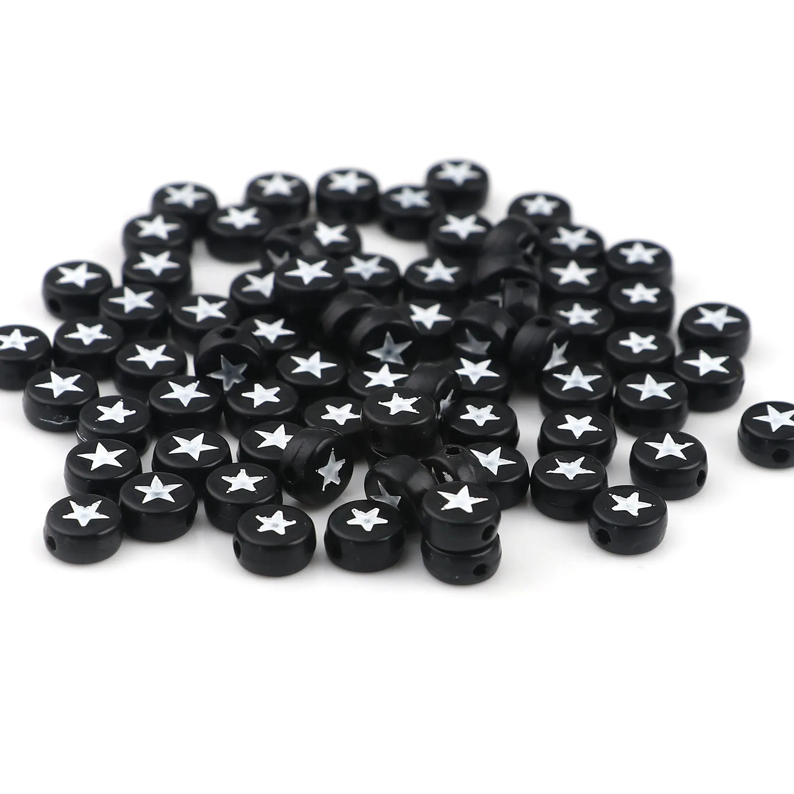 

DoreenBeads 500 шт., акриловые бусины, черные и белые бусины для изготовления ювелирных изделий своими руками, диаметр около 7 мм, Отверстие: Около 1,5...