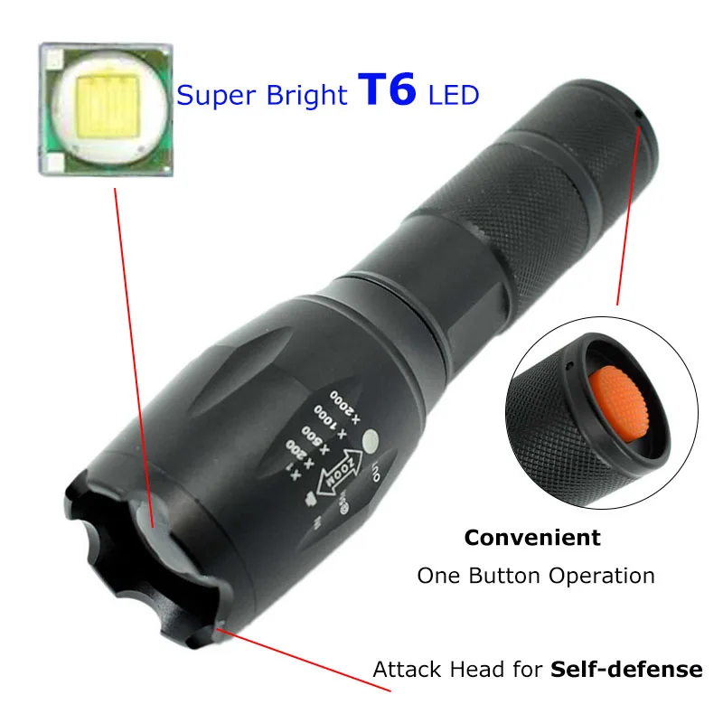 Масштабируемый флэш светильник фонарь T6 светодиодный ультра яркий для