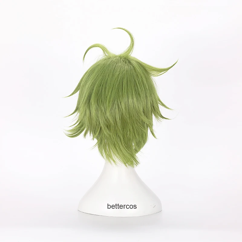 Парик для косплея из аниме данганронпа Зеленые Короткие термостойкие