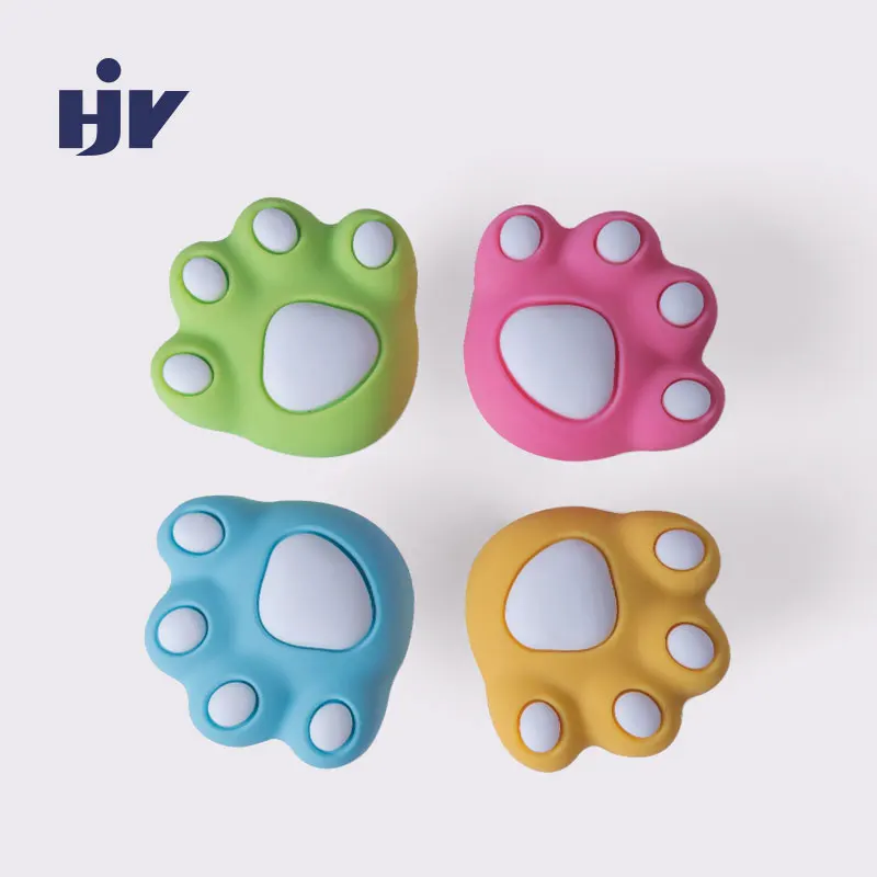 

HJY Resin Kids Cabinet Knobs Cupboard Door Knobs for Children Room Drawer Pulls Wardrobe Handles Bear Footprints Handle Z467