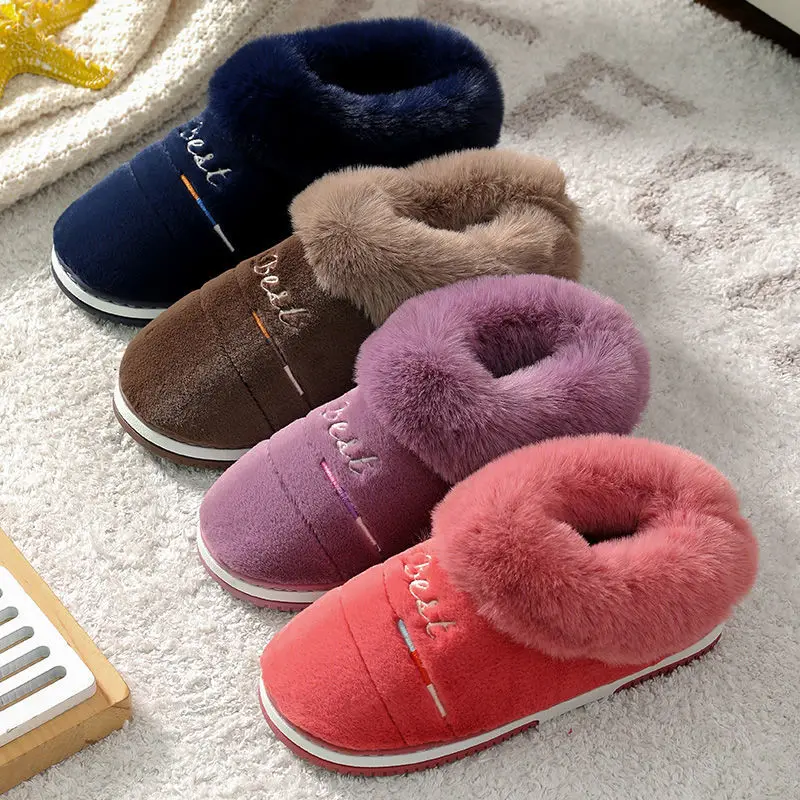 Зимние 2021 теплые мягкие женские хлопковые тапочки для влюбленных модные