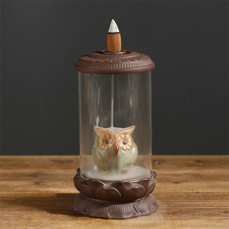 Керамическая горелка для благовоний с изображением ангела Совы и дыма