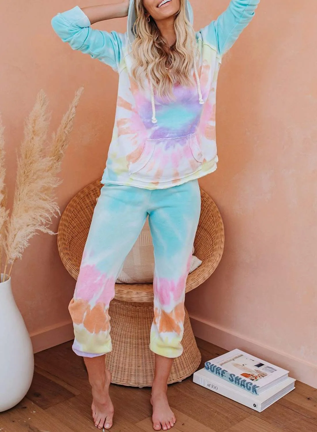 KALENMOS домашняя одежда для женщин галстук краситель печати хлопок 2 шт набор