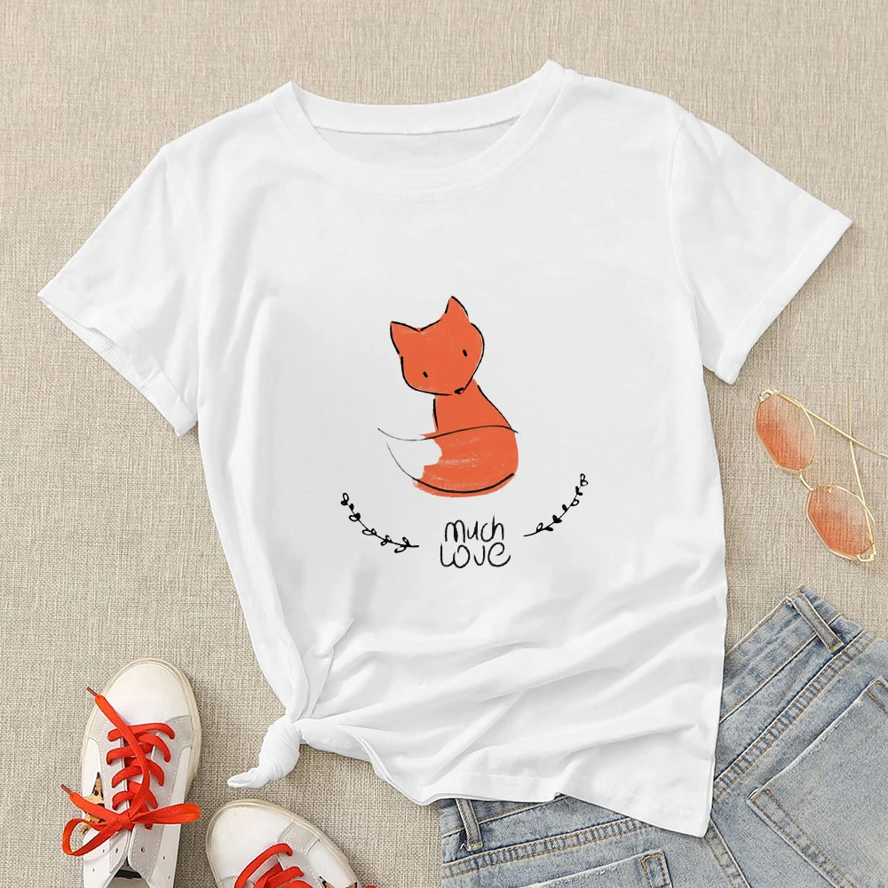 

Streetware New Tshirt Woman' Hipster Spirng Tee Top T Shirt Best Friend MUCH LOVE Printed 90s Animal Casual T Shirt Clothes