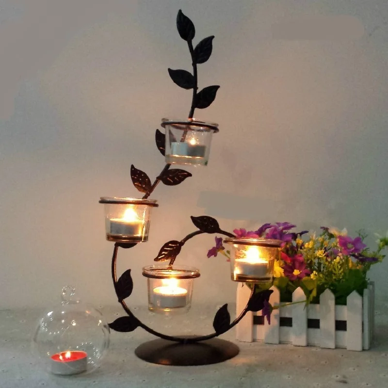 

Подсвечники в стиле ретро, кованые железные подсвечники для ужина, бытовой подсвечник, стеклянные подсвечники, украшения для ужина