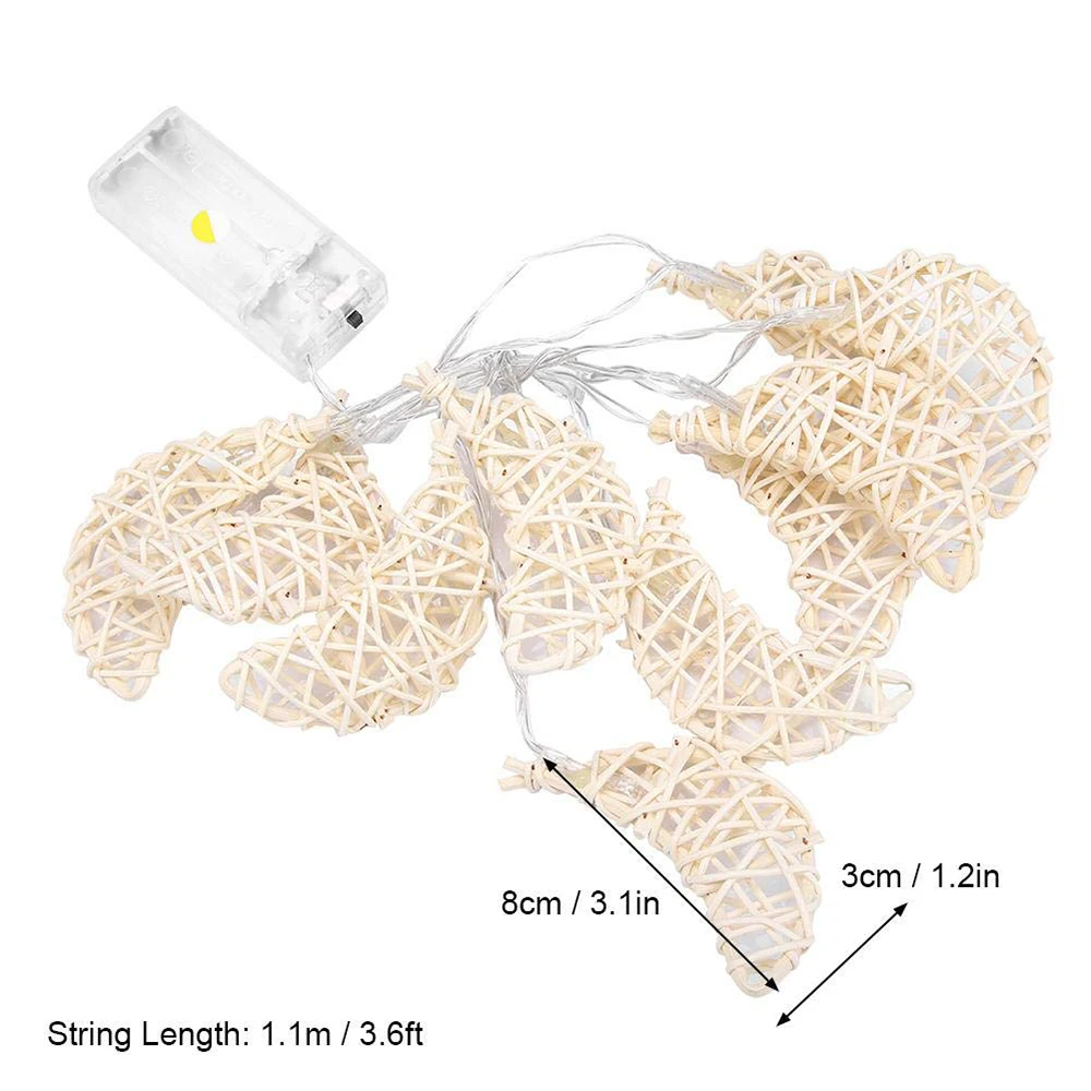 

Battery Operated 1M 2M Xmas Garland LED Rattan Ball String Light Heart shape Holiday Lights For Christmas Tree Wedding Party