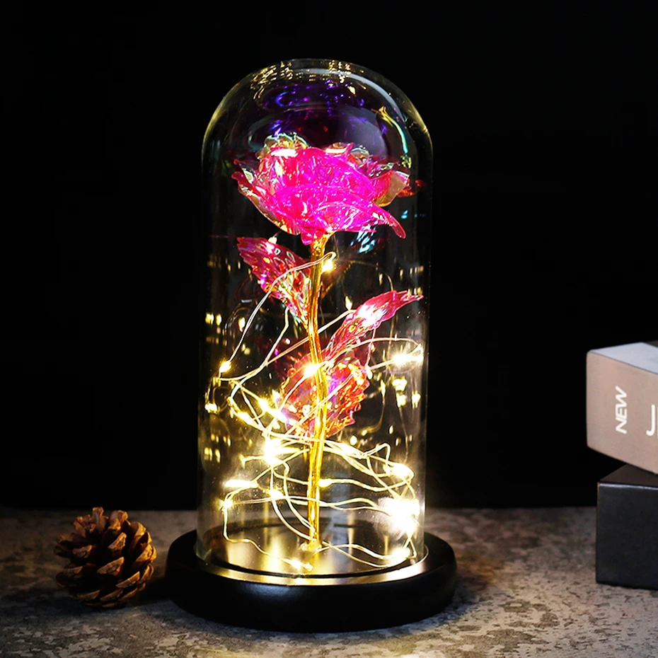 Красота и с рисунком из мультфильма Красавица Чудовище розовое светодиодный