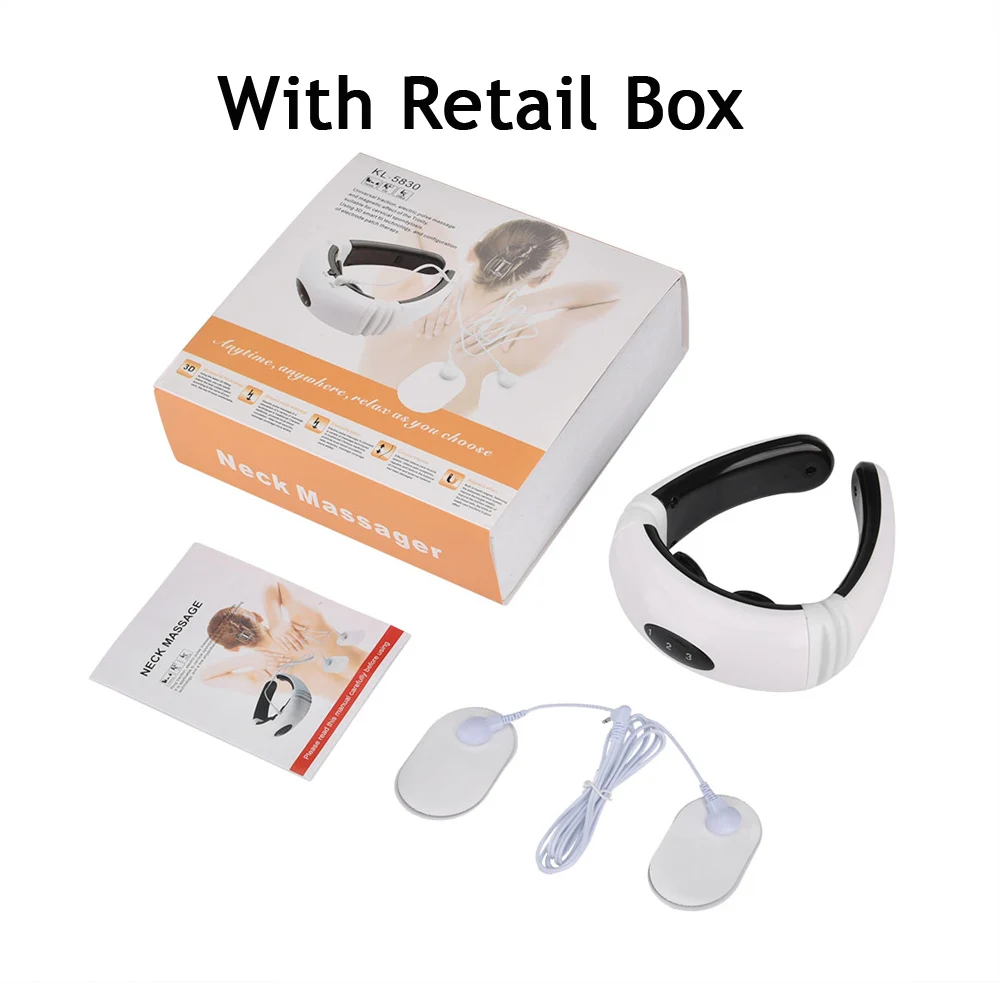 With retail box Горячая Прямая поставка Электрический импульсный массажер для шеи шейного позвонка импульсный массаж физиотерапевтическая Акупунктура Магнитная терапия - Цвет: With retail box