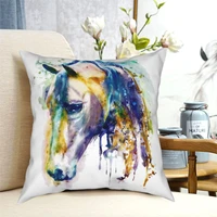 horse head watercolor animal pillowcase printing polyester cushion cover decorations pillow case cover home square 45x45cm