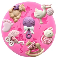 cartoon 3d party baby cake jelly chocolate mold silicone round pudding fondant mould decorating tools for kids candy maker