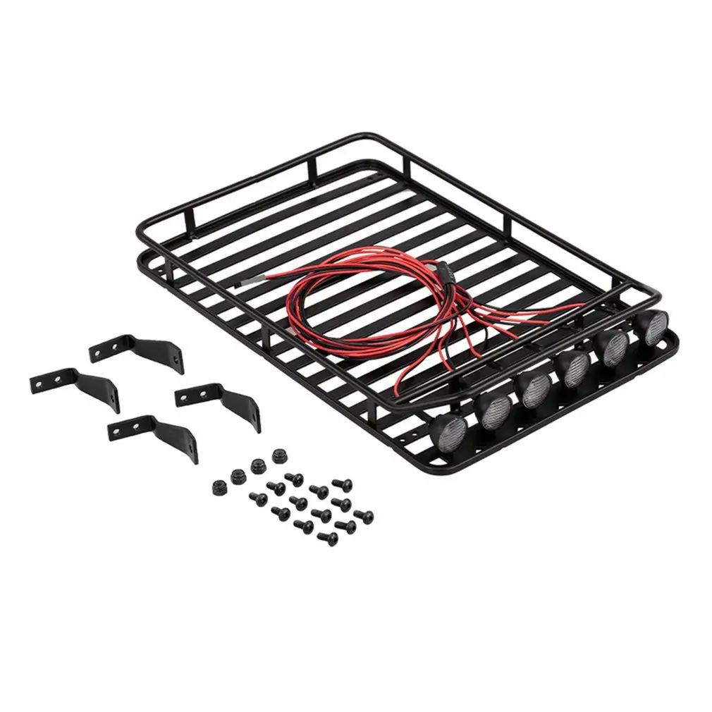 

1/10 RC Crawler Metal Roof Rack Luggage Rack with Lights for Axial SCX10 Wraith D90 D110 TAMIYA CC01 Upgrade Parts