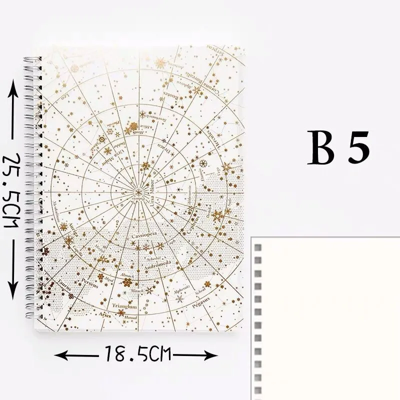 Golden B5 Blank Новое поступление A5 A6 B5 Kawaii звездное небо двойная спираль блокнот планировщик линия Сетка точка пустой рисунок Sketchbook канцелярские принадлежности - Цвет: Golden B5 Blank