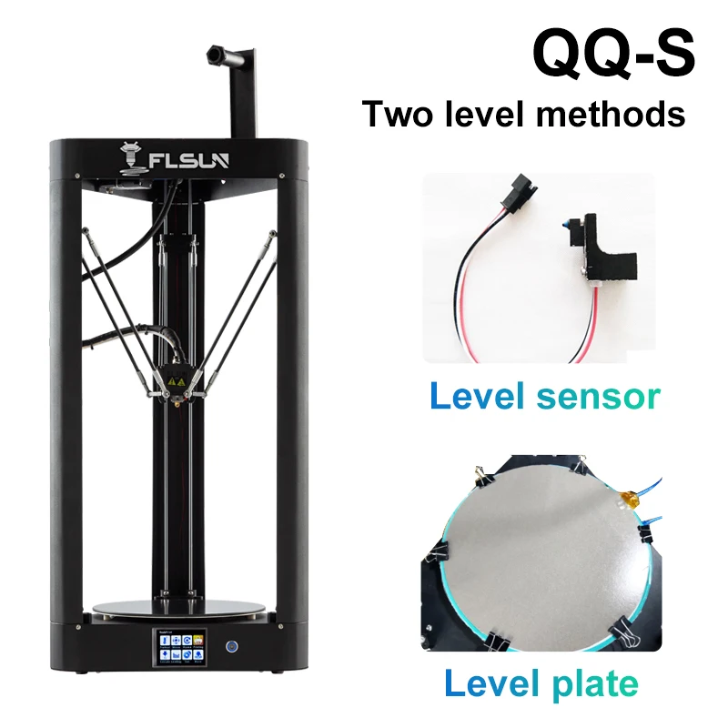 FLSUN QQ-S высокоскоростной Delta 3d принтер, большого размера плюс 255*360 мм kossel 3D-принтер обновленный автоматический Выравнивающий сенсорный экран - Цвет: Upgraded QQ-S