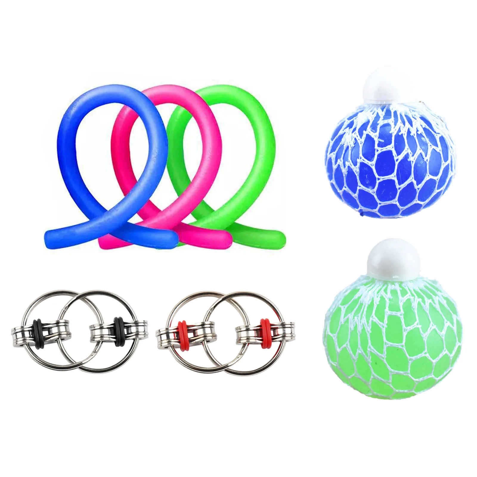 

Sensory Toys Stress Relief Balls Flippy Chain Stretch Strings with Reusable Squish Stress Ball Decompression Toy Set Gifts 5*