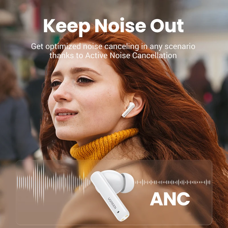 Беспроводные TWS наушники Ugreen HiTune T3 ANC Bluetooth 5 2 активное шумоподавление