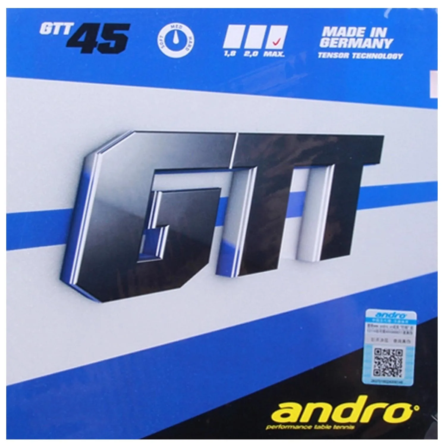 Andro GTT45 Table tennis rubber Fast attack+ Loop pimples in Andro ping pong sponge
