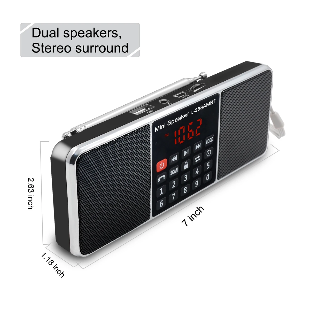 Lefon цифровое портативное радио AM FM Bluetooth динамик стерео MP3 плеер TF/SD карта USB привод Громкая связь вызов светодиодный экран дисплея