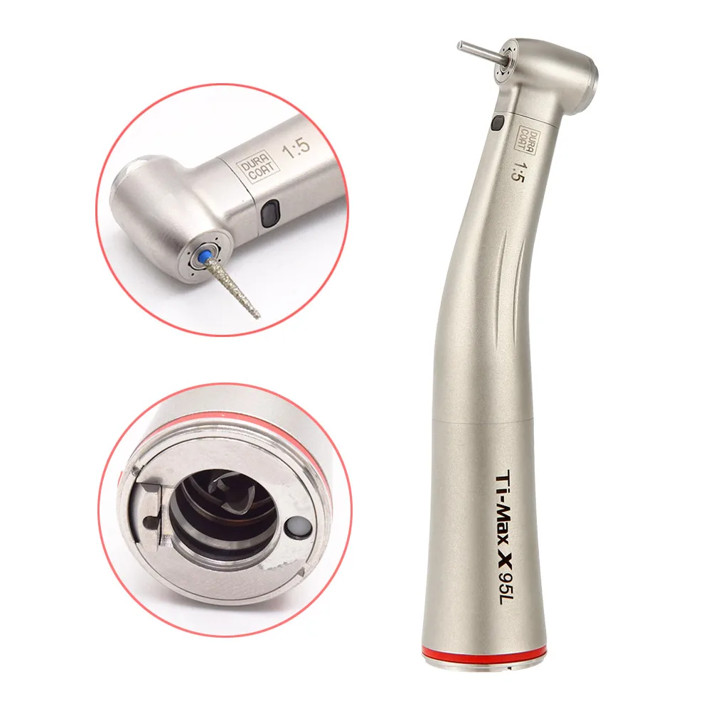 

Dental 1:5 Increasing Red Ring Contra Angle Low Speed Inner Water Spray low Speed Push Handpiece Ti Max X95/X95L E-TYPE Motor
