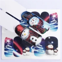 2021 hot selling new watermark diamond nail sticker christmas nail sticker snowman santa claus black lace flower decal