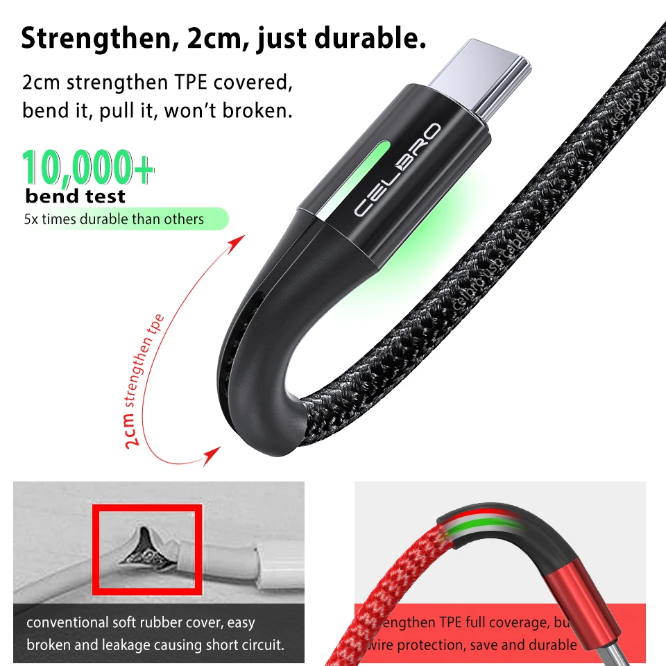 Кабель Micro USB 0 5/1/2 м для быстрой зарядки 3 А зарядный кабель мобильного телефона