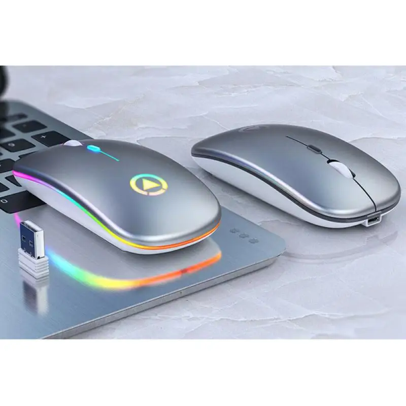 

2.4GHz Wireless Optical Mouse Mice USB Rechargeable RGB Ultra-thin Ergonomic Portable Optical Mice For PC Laptop Computer