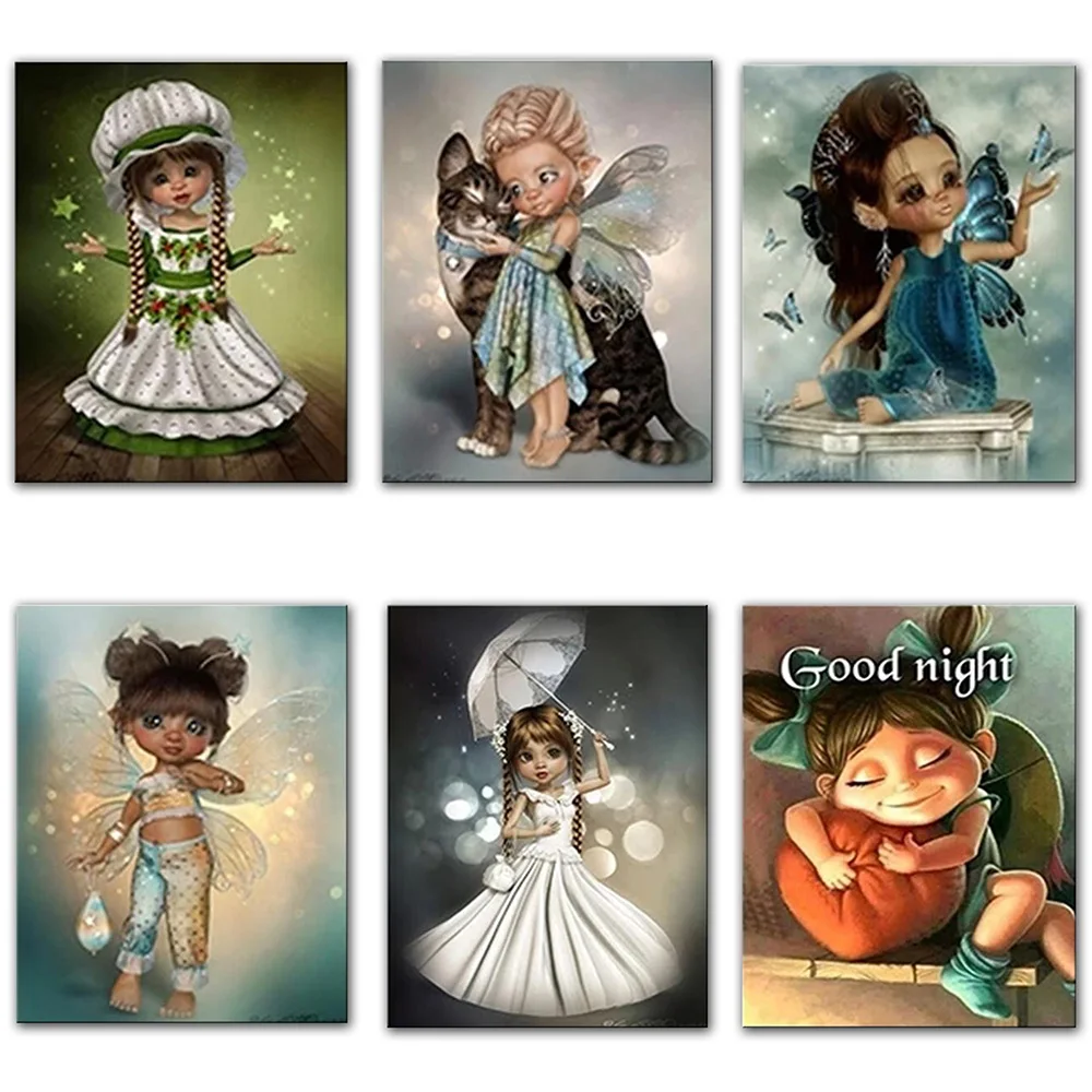 Набор для алмазной живописи картина 5D сделай сам с мультяшным ангелом маленькой