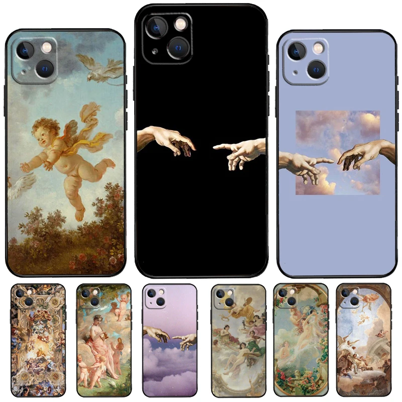 Чехол для телефона с изображением Микеланджело сотворения Адама для iPhone 14 13 12 Mini 11 Pro Max SE 2020 6 7 8 Plus X XS Max XR