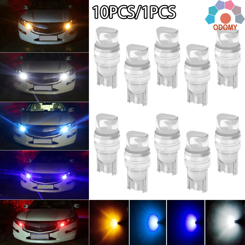 

10PCS New T10 W5W WY5W 168 501 192 2825 COB LED Car Wedge Parking Light Side Door Bulb Instrument Lamp Auto License Plate Lights