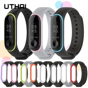 UTHAI P44 браслет для Xiaomi Mi Band 34Two-tone спортивный силиконовый ремешок xiaomi mi band 4