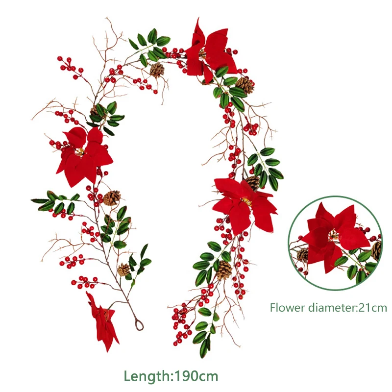 

Искусственный ротанговый цветок ручной работы, акации, бобы, красные фрукты, сосновые конусы, Рождественское украшение «сделай сам» для веч...