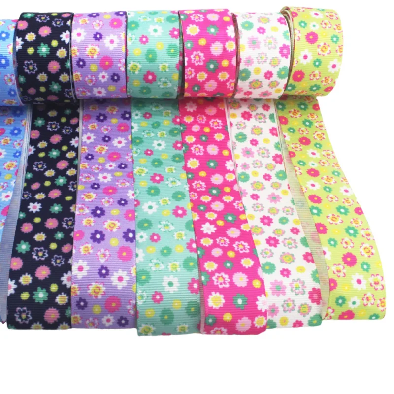 

5 meters 25mm Floral Printed Grosgrain Ribbon for DIY Craft Hair Bow Gifts Wrapping Accessories wedding arrangement decoration