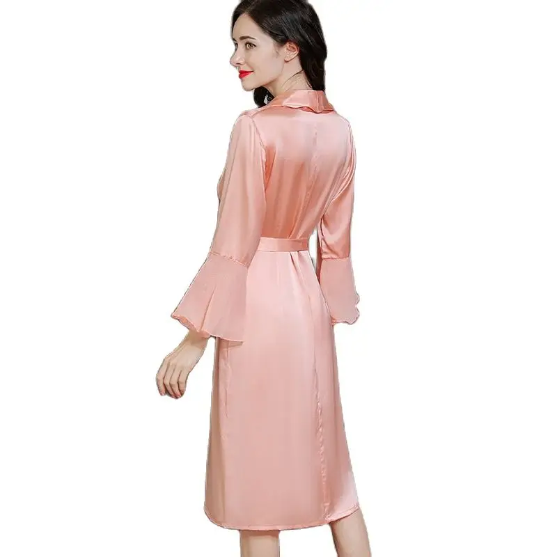 Женские халаты из натурального шелка с длинными рукавами весенне летние