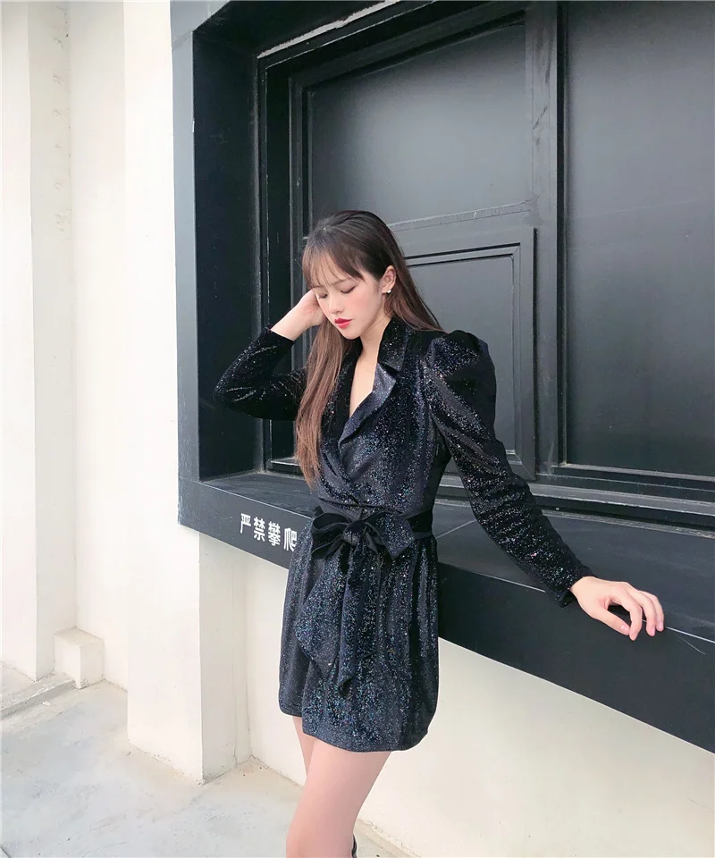 OMIKRON модный весенний женский блейзер с блестками костюм офисный Блейзер куртка