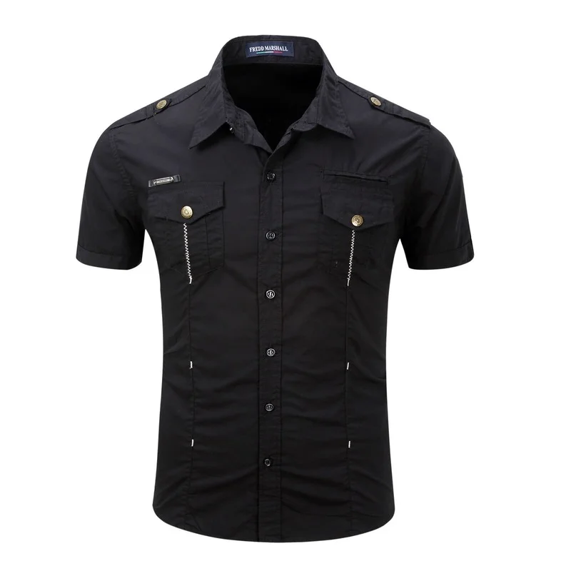 

Men's European and American Short-sleeved Shirts Outdoor Men Plus Size Military Cotton Shirts