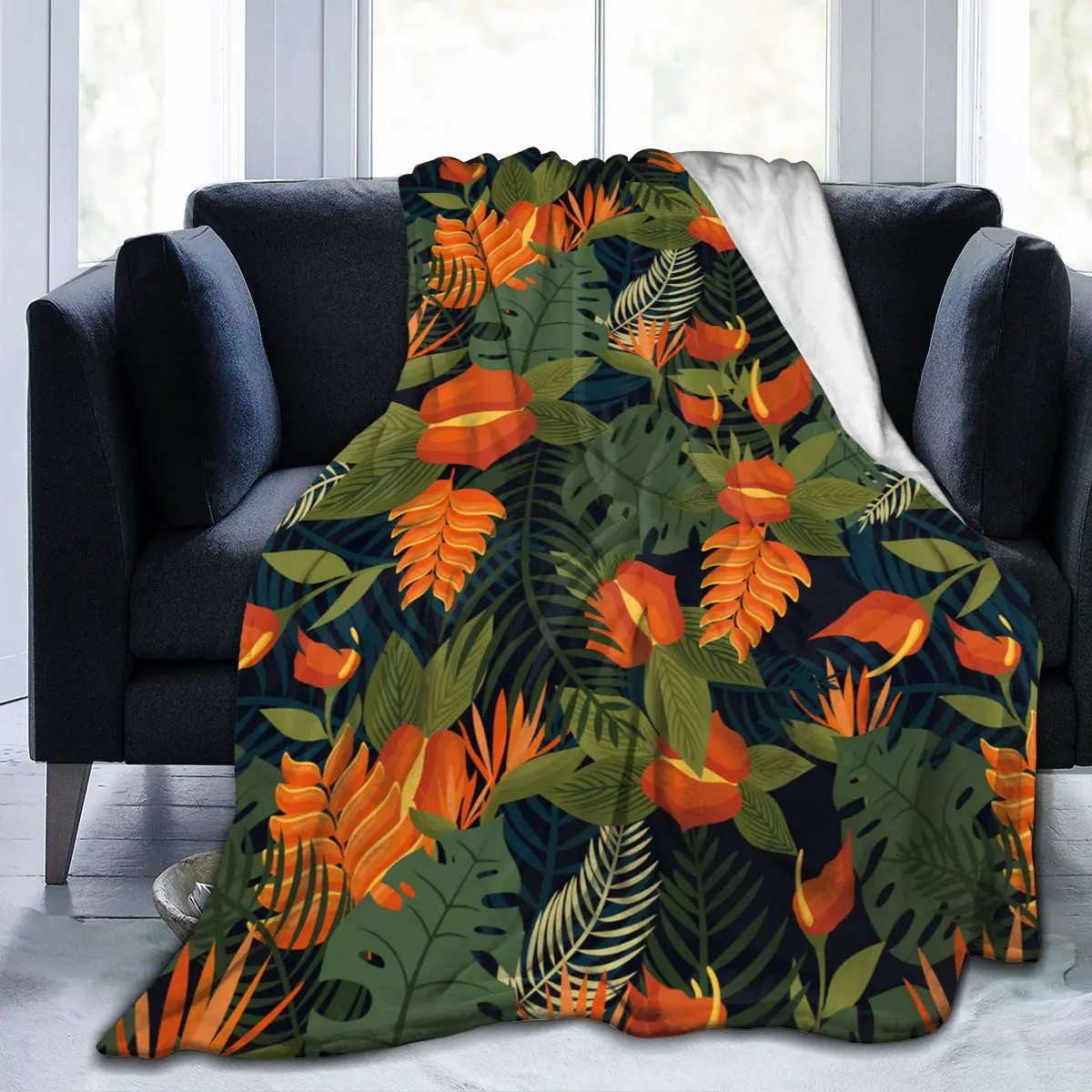 

Soft Warm Fleece Blanket Exotic Floral Winter Sofa Plaid Throw 3 Size Light Thin Mechanical Wash Flannel Blankets