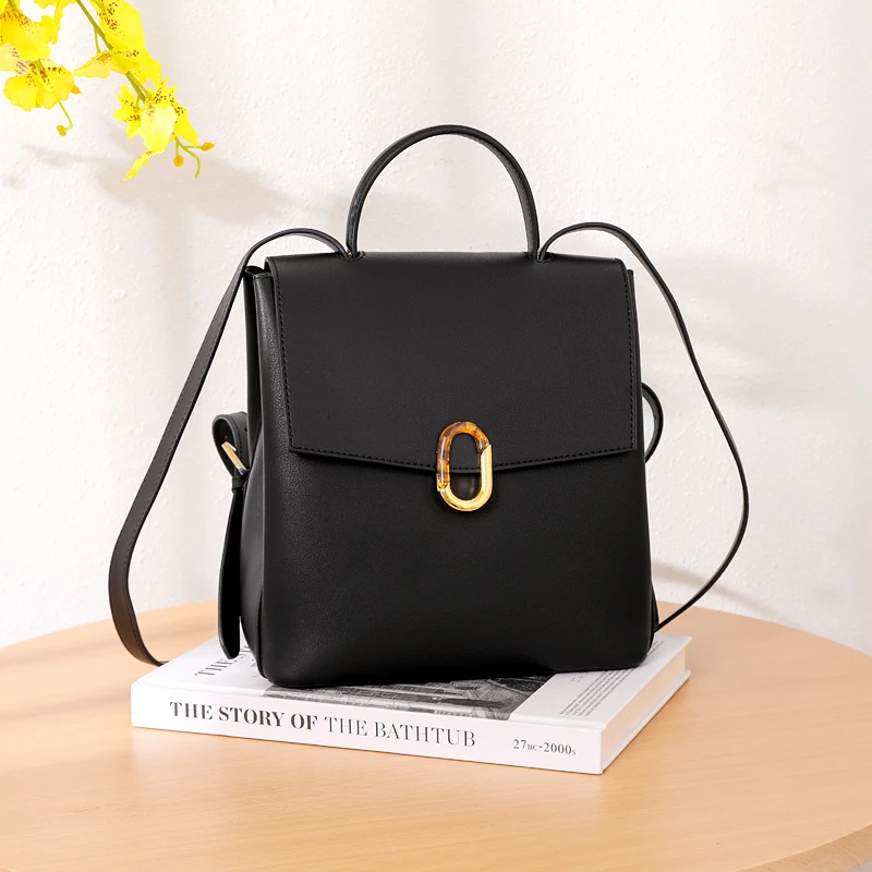

WOONAM Women Fashion Handbag Top Hide Genuine Calf Leather Backpack Bag WB1204
