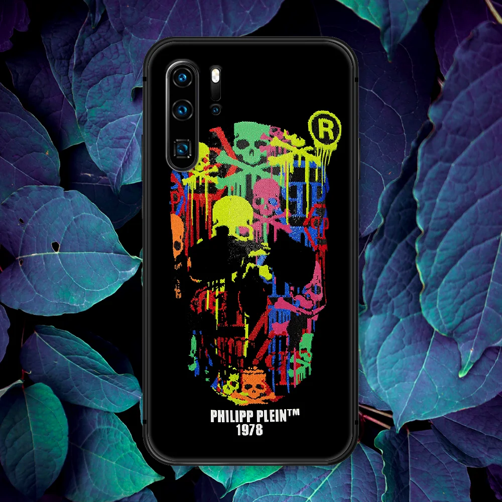 

Qp Philipp Trend Brand Skull Phone Case For Huawei P Mate Smart 10 20 30 40 Lite Z 2019 Pro black Waterproof Tpu Cell 3D Cover
