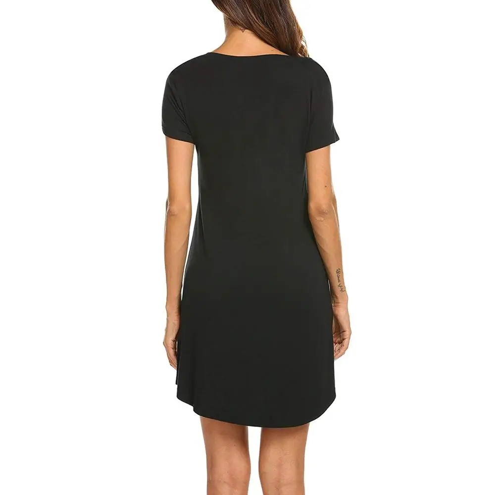 2020 Женское ночное платье Ночная рубашка с длинным рукавом и круглым вырезом