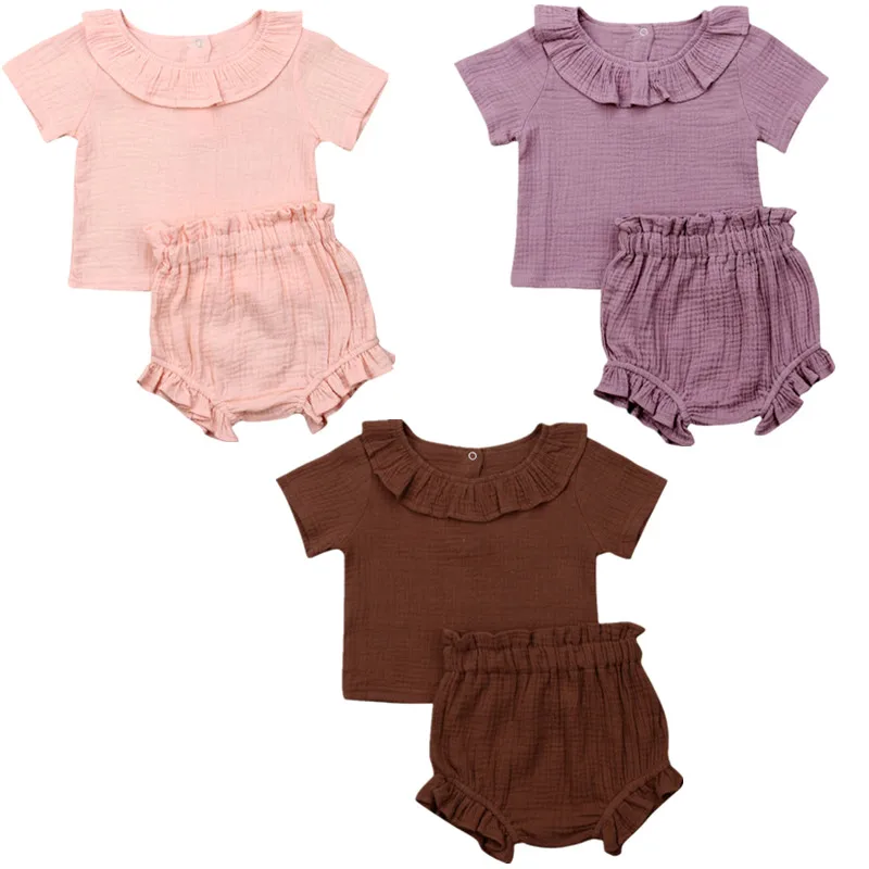 

Toddler Baby Girls Summer Clothing Sets Cotton Sleeveless Shorts Tops PP Pants Outfits 0-24M
