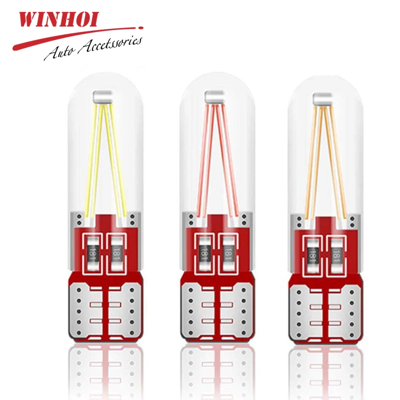 10 шт. T10 Led Canbus W5W 194 168 силикагель COB лампа накаливания номерного знака Светильник Универсальный Автомобильный габаритный фонарь клиновидные боковые светильник