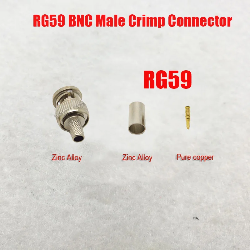 Коннектор BNC из чистой меди RG60 Штекерный обжимной штекер для коаксиального