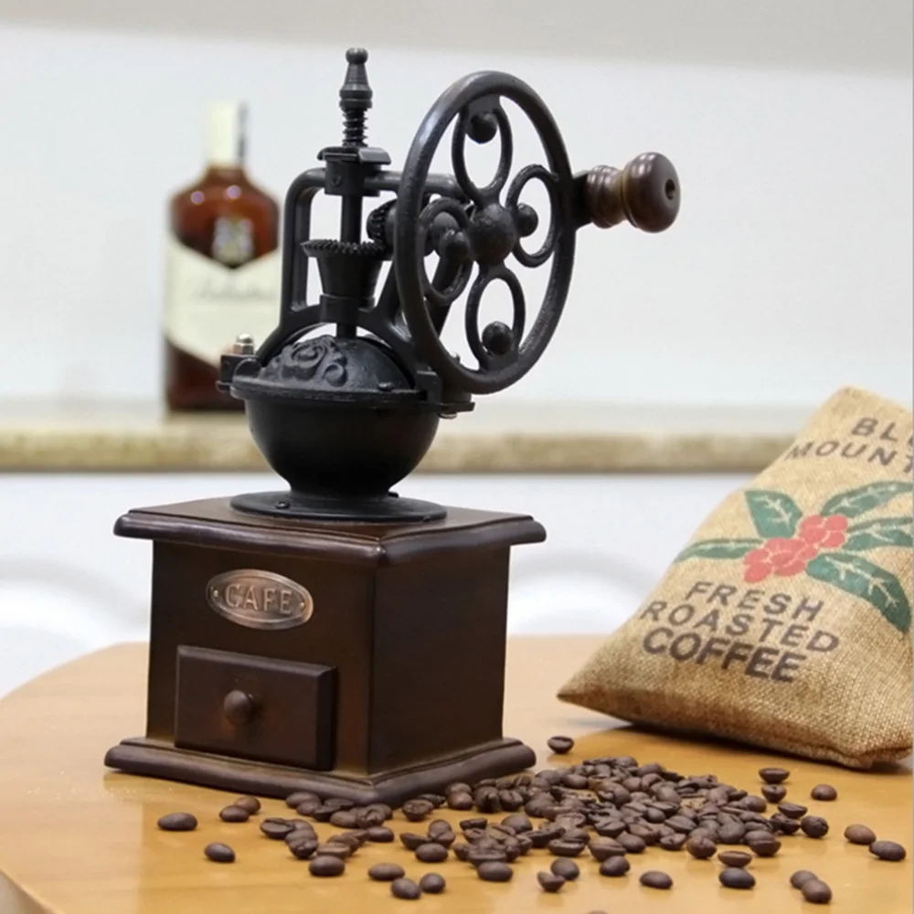 

Vintage Hand Crank Coffee Mill Manual Coffee Beans Grinder Kitchen Supplies for Home Cafe