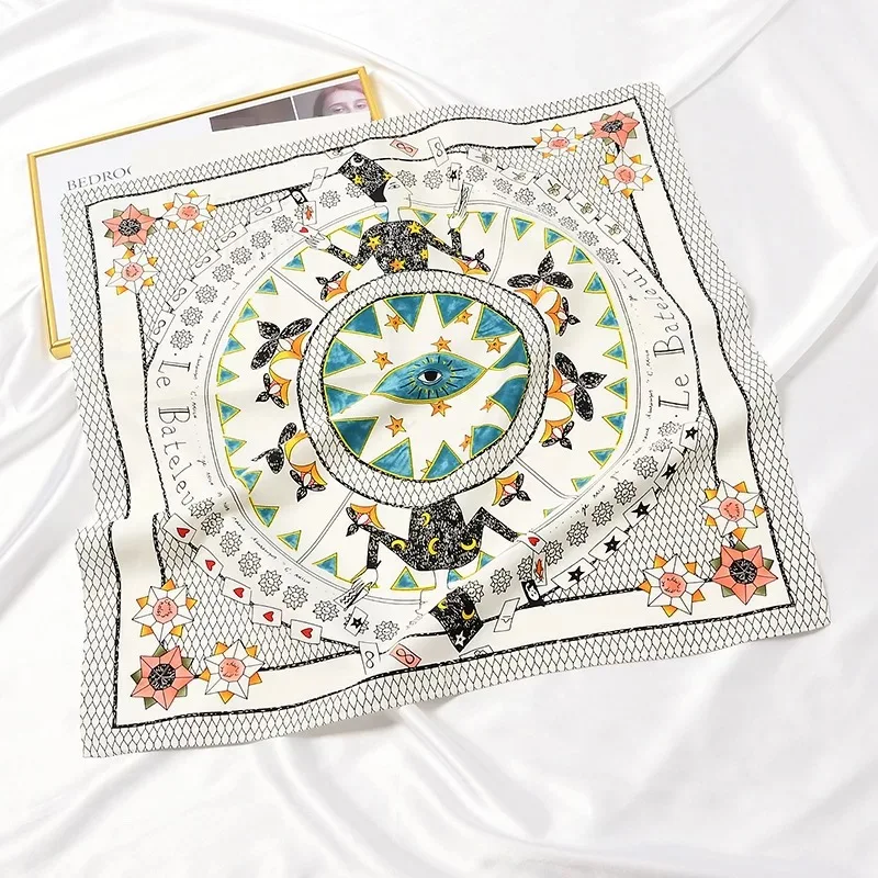 

Small Square Scarf for Women Luxury Fashion Headscarf Animal Print Bag Ribbon Hairband Neck Hijab Handkerchief Bandana 53cm