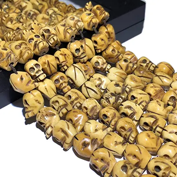 Редкая &quotВодная кость буйвола изысканное ремесло ручная работа 10 мм Череп центр