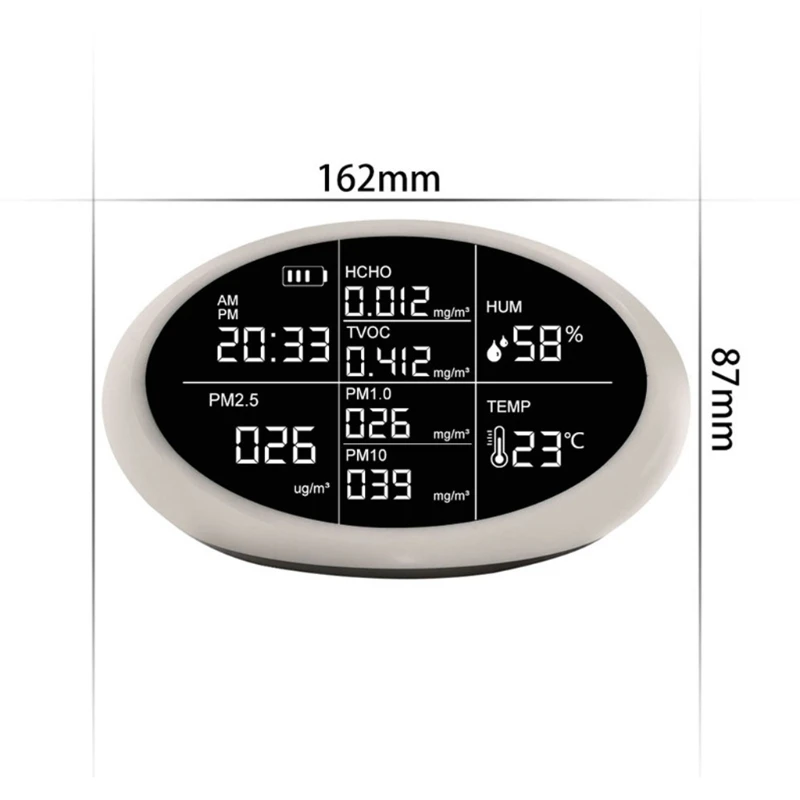 

Digital Formaldehyde Detector PM2.5/ HCHO/TVOC/Temperature/ Humidity Tester Air Quality Monitor Gas Tester Analyzer DM-6