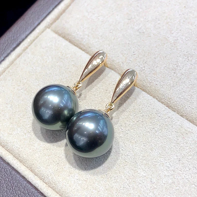 

MADALENA SARARA 9mm-12mm Saltwater Pearl Round Shape Natural Black Tahiti Pearl 18K gold Pendant Necklace Au750 Women Jewelry