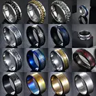 Мужское кольцо, Ювелирное кольцо с цепочкой, инкрустация из синего черного золота с драконом, удобное прилегание, кольцо из нержавеющей стали, мужское обручальное кольцо, 8 мм