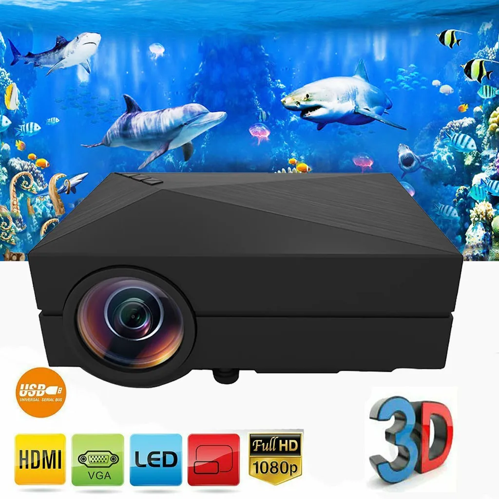 Мультимедийный домашний кинотеатр 7000LM Full HD 1080P HDMI USB VGA поддержка 3D видео низкий до