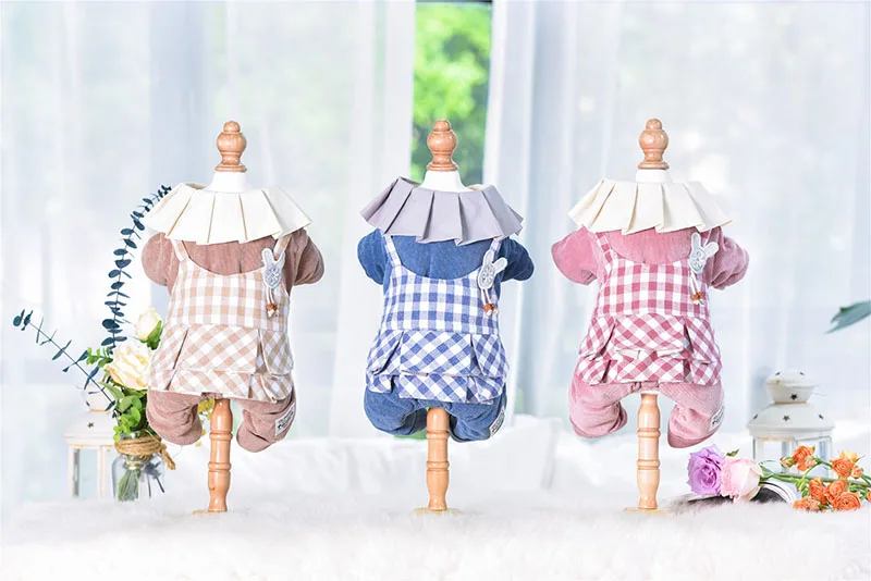 Клетчатая Дизайнерская одежда для собак, разные цвета, размеры S-xxl, теплые комбинезоны для животных, Осень-зима, четыре ноги, одежда для домашних животных