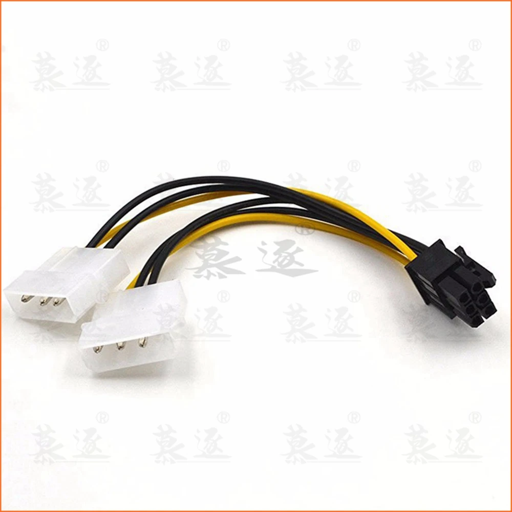 1 шт. 6 дюймов 2 x Кабель преобразователя питания Molex 4 pin to 6-Pin PCI Express Видеокарта Pci-e ATX